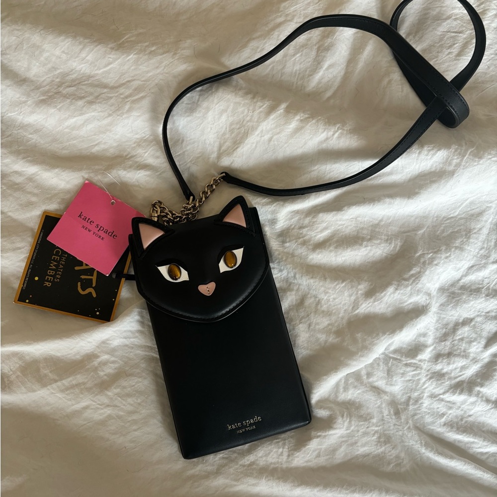 KATE SPADE BLACK “CATS” IPHONE/CARD HOLDER